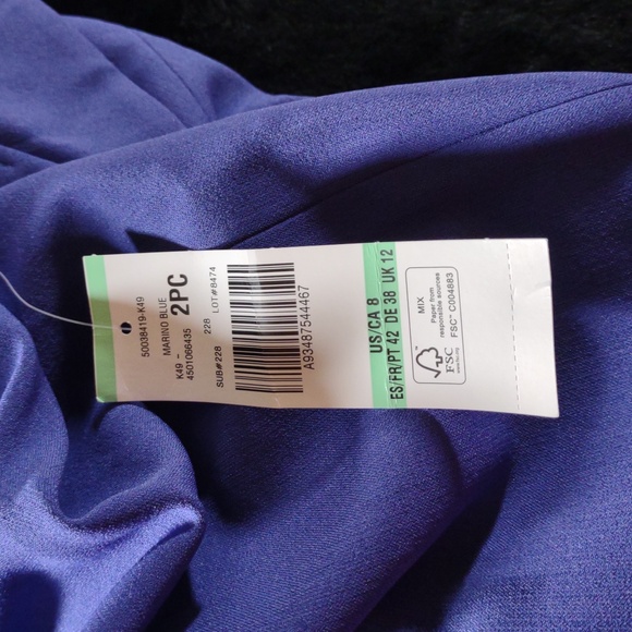 NWT Le Suit Elegant Purple/Merino Blue Blazer & Skirt Suit - Size 8 - Picture 13 of 15